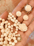 Vintage Estate 14k Gold Angel Skin Coral Bead Matinee Necklace