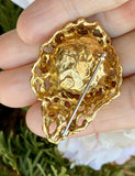 Huge Vintage 1960s ARTHUR KING 18k Gold Freeform Mabe Pearl Brooch Pendant