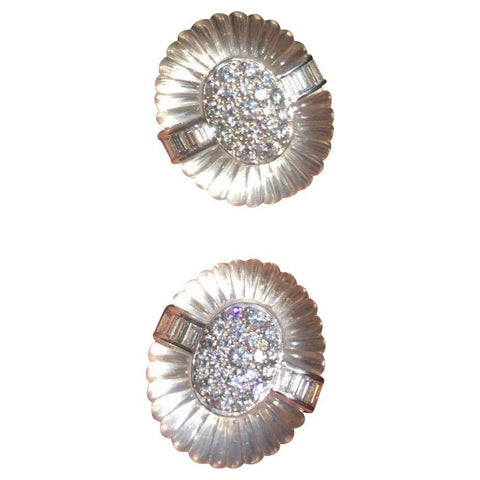 GEMLOK Billionaire Estate 5ct VS Diamond Rock Crystal 18k Gold Earrings 1 of 2