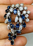Art Deco Antique 5.00ct Sapphire Marquise Diamond 18K Brooch Pendant Necklace